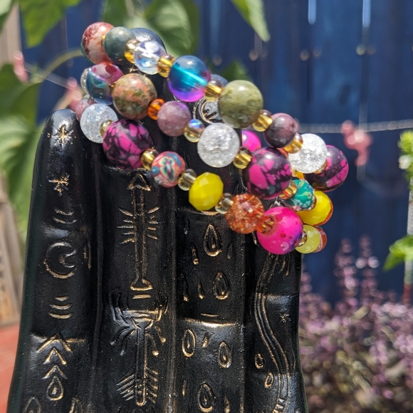 JASPER HOWLITE Crystals Bracelet Energy Gems Handmade Cute Glam Festival - Picture 8 of 8